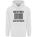 Dad of Girls Scan For Payment Father's Day Mens 80% Cotton Hoodie White