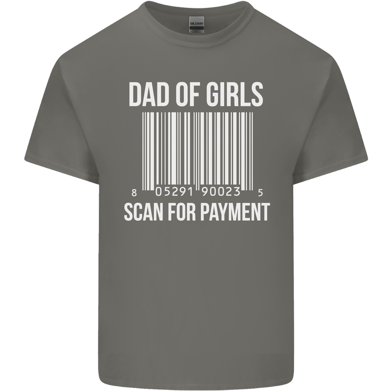 Dad of Girls Scan For Payment Father's Day Mens Cotton T-Shirt Tee Top Charcoal