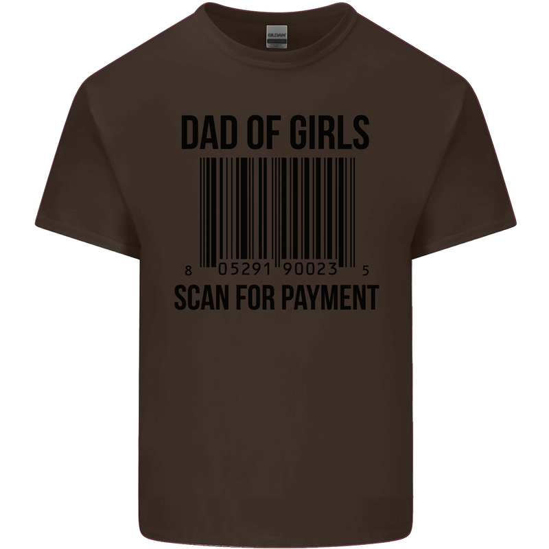 Dad of Girls Scan For Payment Father's Day Mens Cotton T-Shirt Tee Top Dark Chocolate