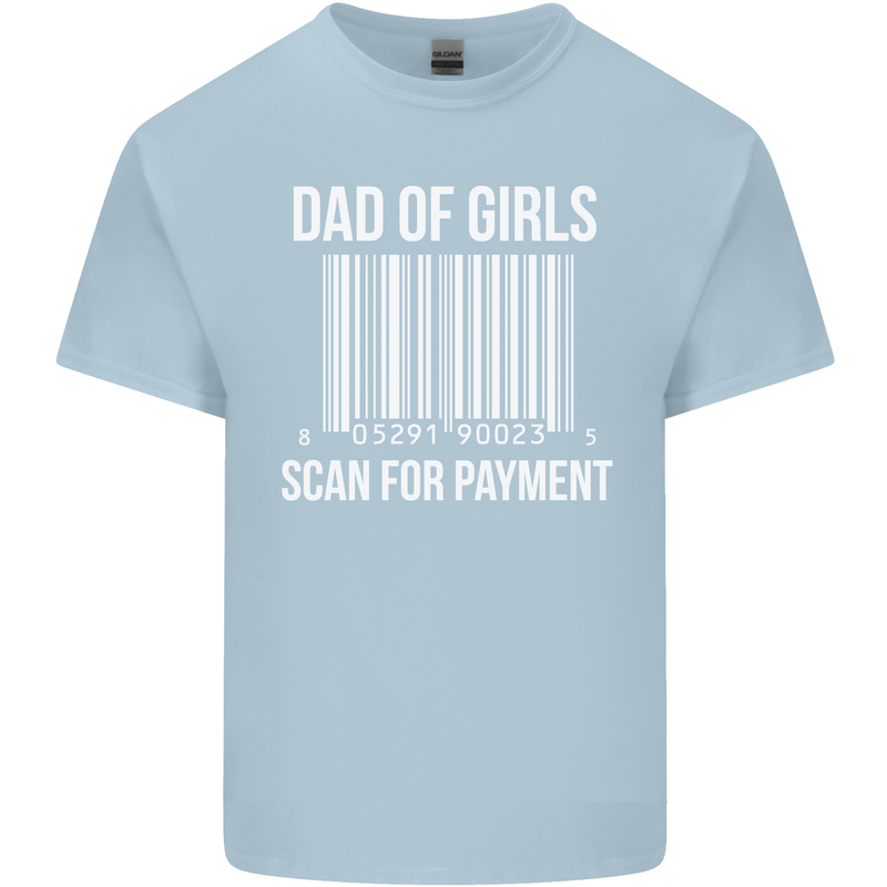 Dad of Girls Scan For Payment Father's Day Mens Cotton T-Shirt Tee Top Light Blue