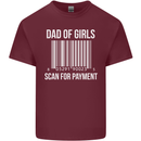 Dad of Girls Scan For Payment Father's Day Mens Cotton T-Shirt Tee Top Maroon