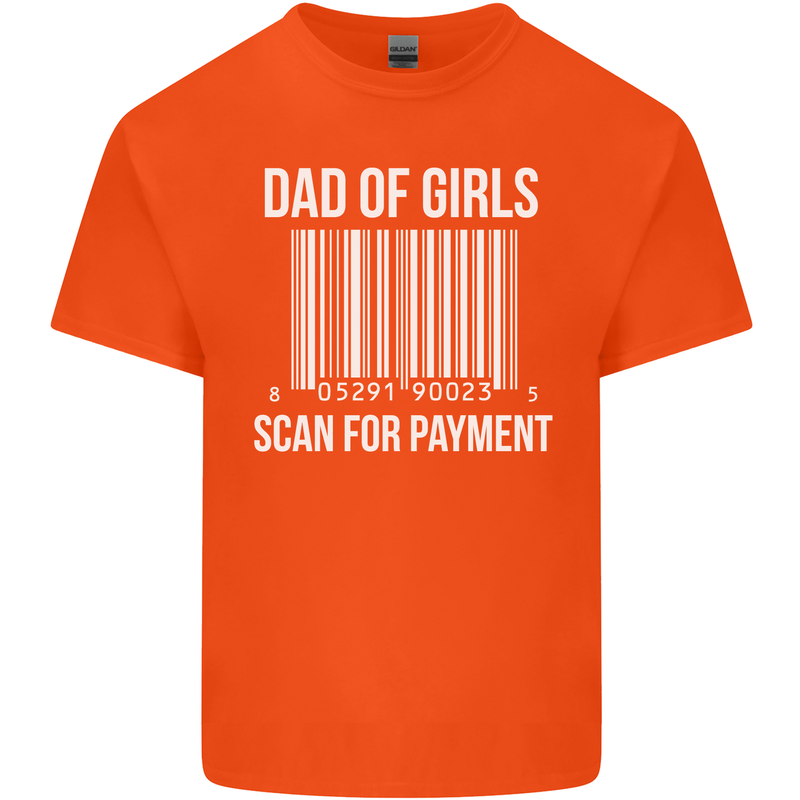 Dad of Girls Scan For Payment Father's Day Mens Cotton T-Shirt Tee Top Orange
