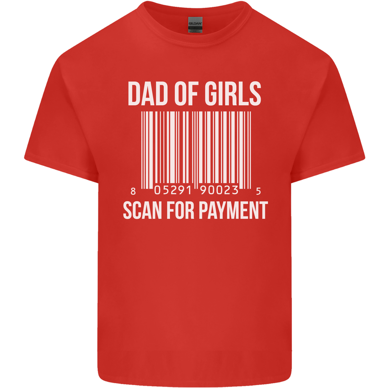 Dad of Girls Scan For Payment Father's Day Mens Cotton T-Shirt Tee Top Red