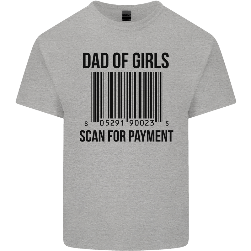 Dad of Girls Scan For Payment Father's Day Mens Cotton T-Shirt Tee Top Sports Grey