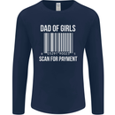 Dad of Girls Scan For Payment Father's Day Mens Long Sleeve T-Shirt Navy Blue