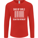 Dad of Girls Scan For Payment Father's Day Mens Long Sleeve T-Shirt Red