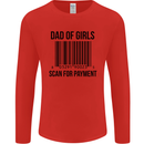 Dad of Girls Scan For Payment Father's Day Mens Long Sleeve T-Shirt Red