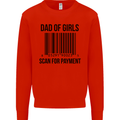 Dad of Girls Scan For Payment Father's Day Mens Sweatshirt Jumper Bright Red