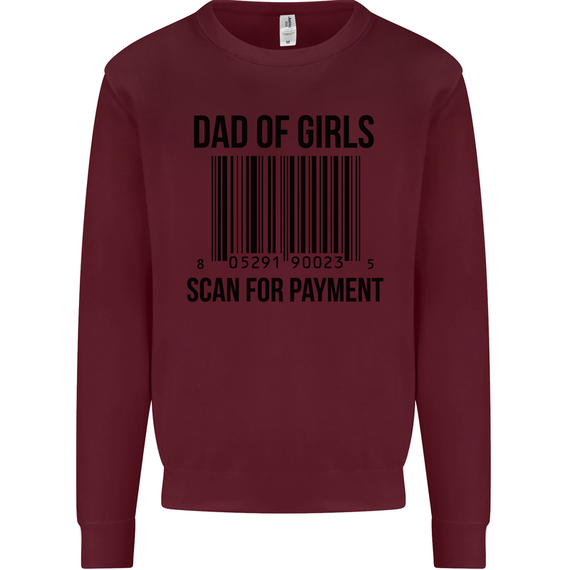 Dad of Girls Scan For Payment Father's Day Mens Sweatshirt Jumper Maroon
