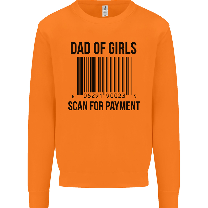 Dad of Girls Scan For Payment Father's Day Mens Sweatshirt Jumper Orange