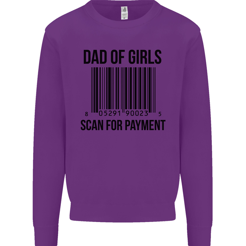 Dad of Girls Scan For Payment Father's Day Mens Sweatshirt Jumper Purple