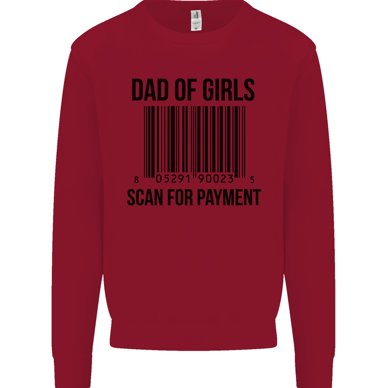 Dad of Girls Scan For Payment Father's Day Mens Sweatshirt Jumper Red