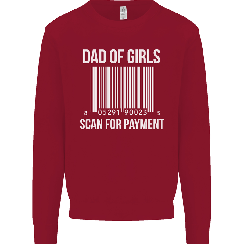 Dad of Girls Scan For Payment Father's Day Mens Sweatshirt Jumper Red