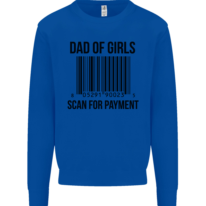 Dad of Girls Scan For Payment Father's Day Mens Sweatshirt Jumper Royal Blue