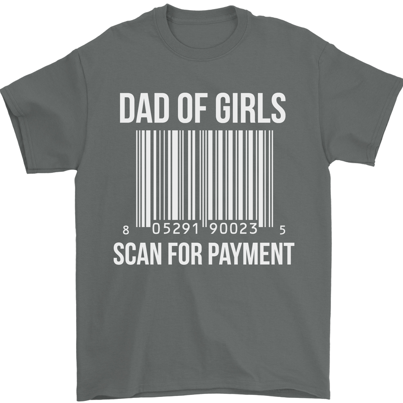 Dad of Girls Scan For Payment Father's Day Mens T-Shirt Cotton Gildan Charcoal