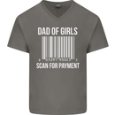 Dad of Girls Scan For Payment Father's Day Mens V-Neck Cotton T-Shirt Charcoal