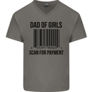 Dad of Girls Scan For Payment Father's Day Mens V-Neck Cotton T-Shirt Charcoal