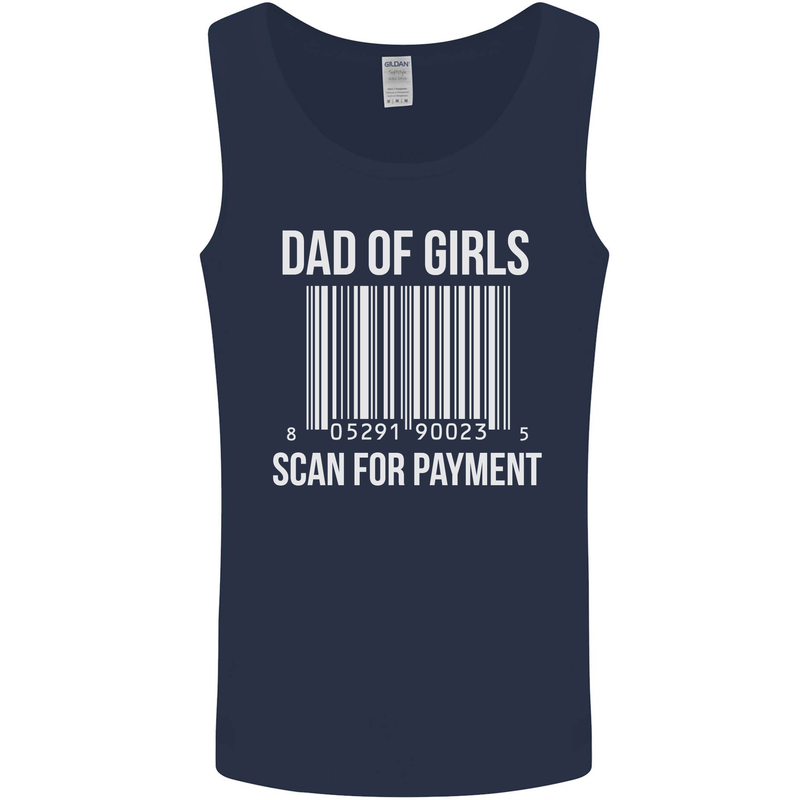 Dad of Girls Scan For Payment Father's Day Mens Vest Tank Top Navy Blue