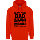 Dad of the Greatest Daughter Fathers Day Mens 80% Cotton Hoodie Bright Red