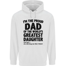 Dad of the Greatest Daughter Fathers Day Mens 80% Cotton Hoodie White