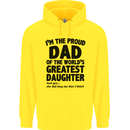 Dad of the Greatest Daughter Fathers Day Mens 80% Cotton Hoodie Yellow