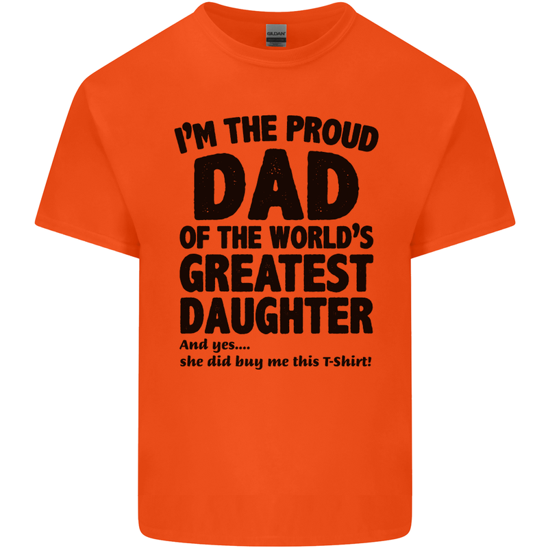 Dad of the Greatest Daughter Fathers Day Mens Cotton T-Shirt Tee Top Orange
