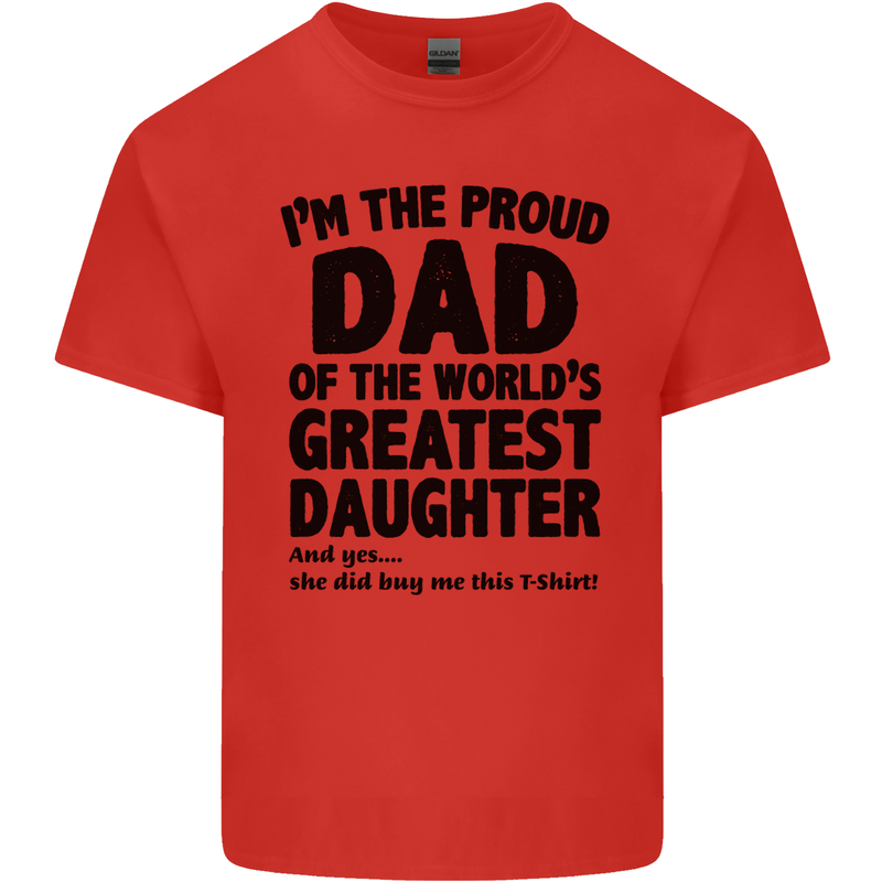 Dad of the Greatest Daughter Fathers Day Mens Cotton T-Shirt Tee Top Red