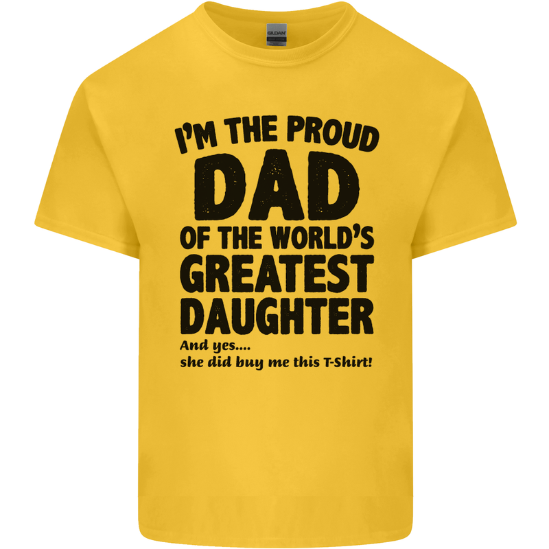 Dad of the Greatest Daughter Fathers Day Mens Cotton T-Shirt Tee Top Yellow