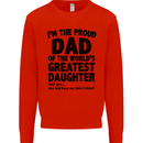 Dad of the Greatest Daughter Fathers Day Mens Sweatshirt Jumper Bright Red