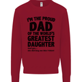 Dad of the Greatest Daughter Fathers Day Mens Sweatshirt Jumper Red
