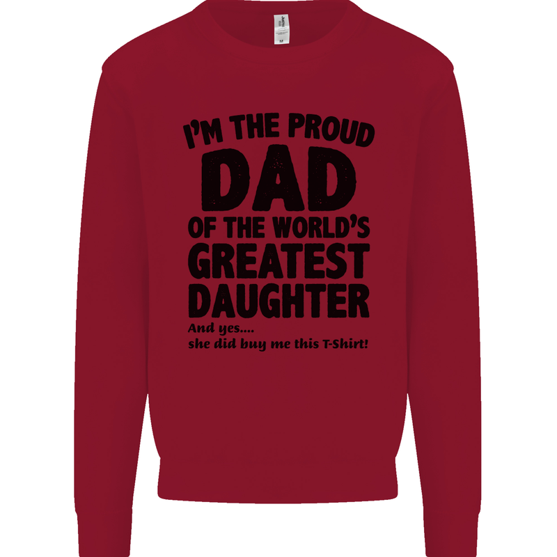 Dad of the Greatest Daughter Fathers Day Mens Sweatshirt Jumper Red