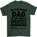 Dad of the Greatest Daughter Fathers Day Mens T-Shirt Cotton Gildan Forest Green