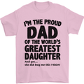 Dad of the Greatest Daughter Fathers Day Mens T-Shirt Cotton Gildan Light Pink