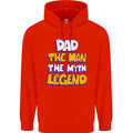 Dad the Man the Myth the Legend Fathers Day Mens 80% Cotton Hoodie Bright Red