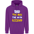 Dad the Man the Myth the Legend Fathers Day Mens 80% Cotton Hoodie Purple