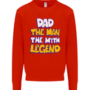 Dad the Man the Myth the Legend Fathers Day Mens Sweatshirt Jumper Bright Red