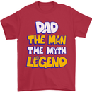 Dad the Man the Myth the Legend Fathers Day Mens T-Shirt Cotton Gildan Red
