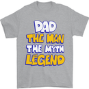 Dad the Man the Myth the Legend Fathers Day Mens T-Shirt Cotton Gildan Sports Grey