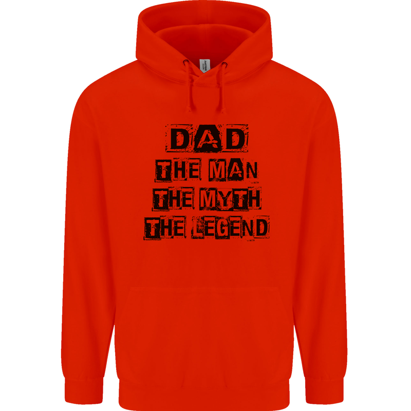 Dad the Man the Myth the Legend Mens 80% Cotton Hoodie Bright Red