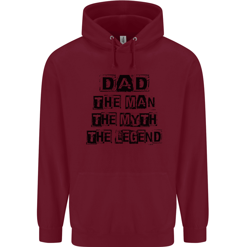 Dad the Man the Myth the Legend Mens 80% Cotton Hoodie Maroon