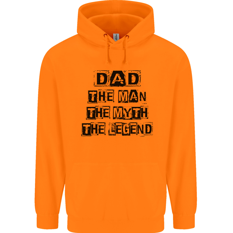 Dad the Man the Myth the Legend Mens 80% Cotton Hoodie Orange