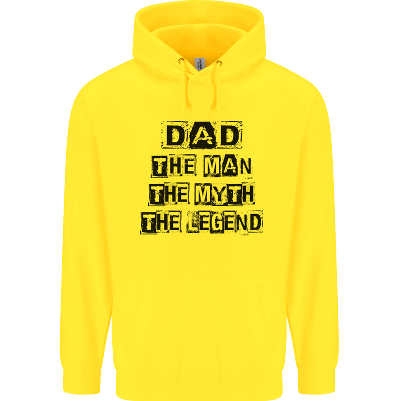 Dad the Man the Myth the Legend Mens 80% Cotton Hoodie Yellow
