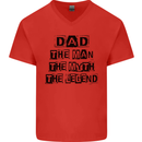 Dad the Man the Myth the Legend Mens V-Neck Cotton T-Shirt Red