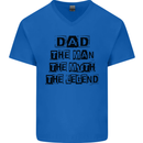 Dad the Man the Myth the Legend Mens V-Neck Cotton T-Shirt Royal Blue
