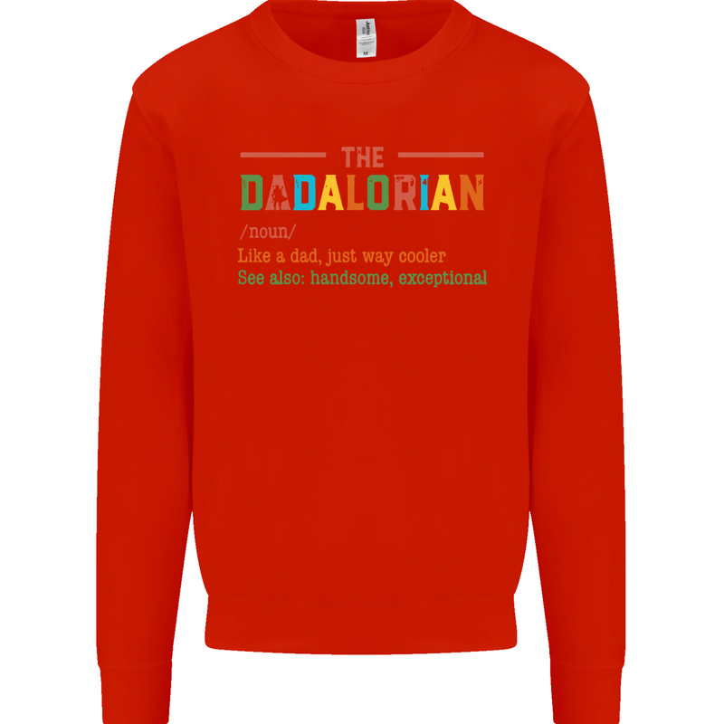 Dadalorian Funny Fathers Day Dad Daddy Mens Sweatshirt Jumper Bright Red