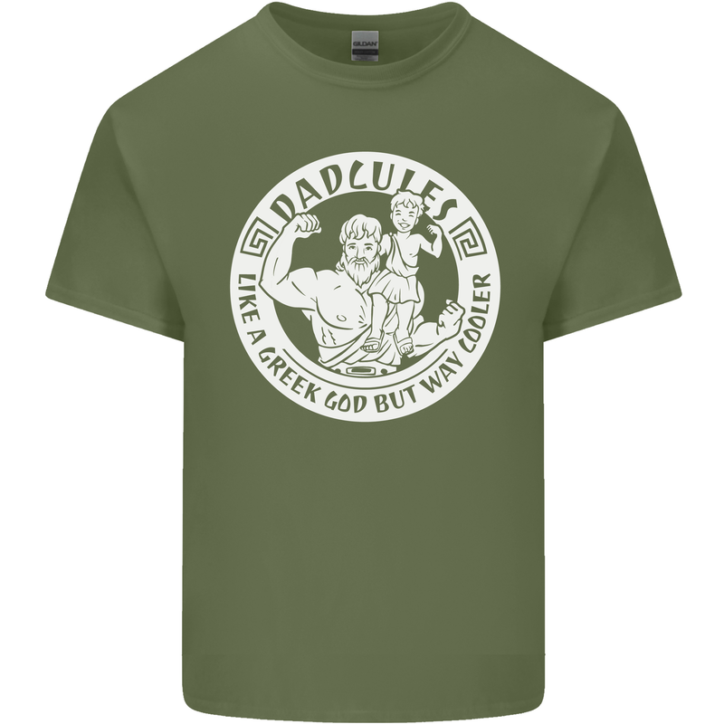 Dadcules Funny Fathers Day Gym Bodybuiding Mens Cotton T-Shirt Tee Top Military Green