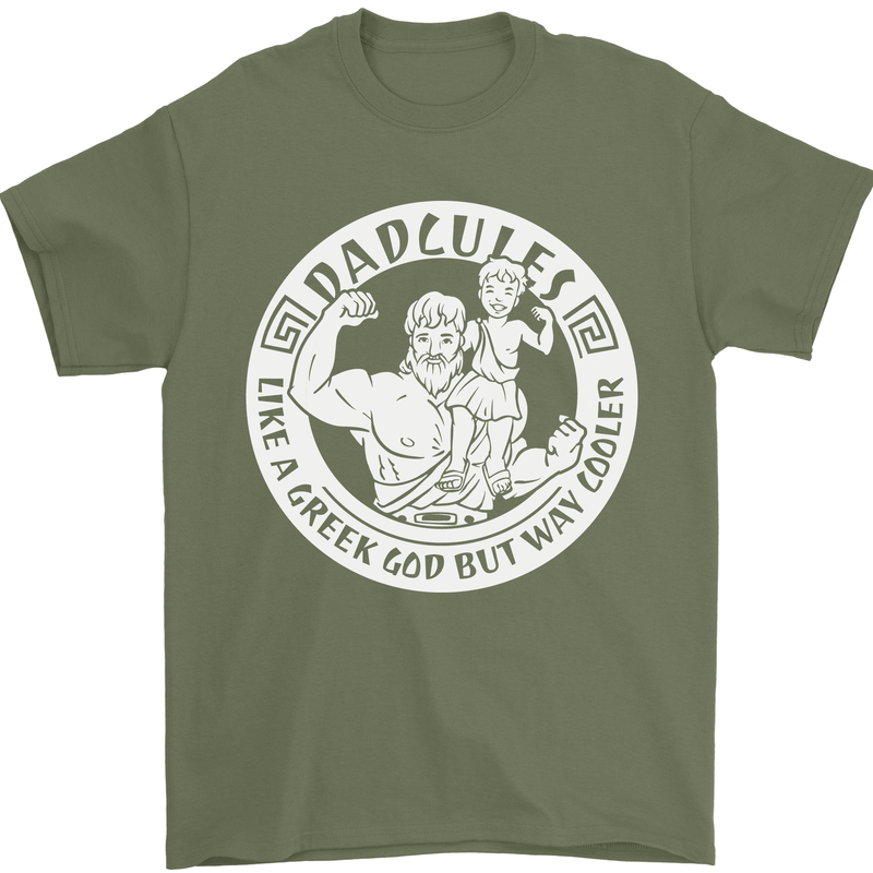 Dadcules Funny Fathers Day Gym Bodybuiding Mens T-Shirt Cotton Gildan Military Green