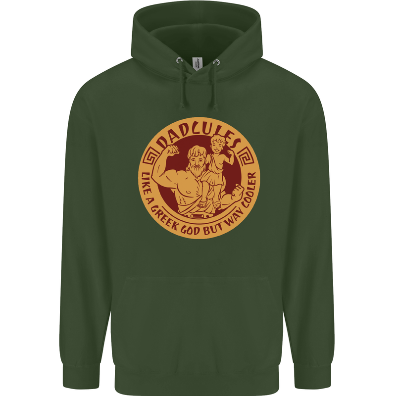 Dadcules Funny Fathers Day Gym Bodybuilding Mens 80% Cotton Hoodie Forest Green