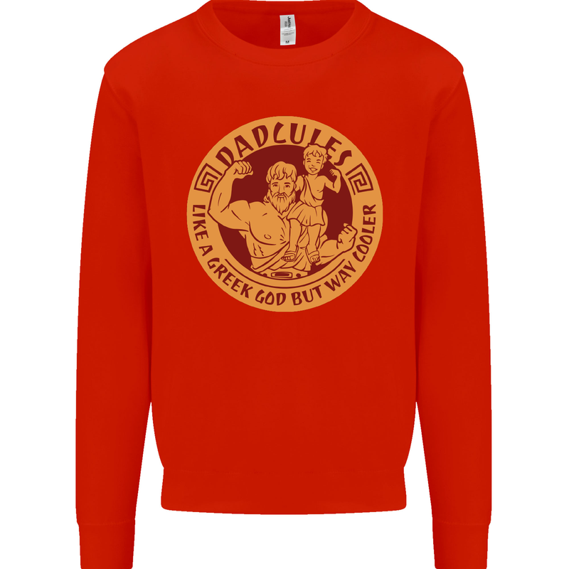 Dadcules Funny Fathers Day Gym Bodybuilding Mens Sweatshirt Jumper Bright Red