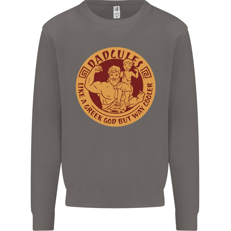 Dadcules Funny Fathers Day Gym Bodybuilding Mens Sweatshirt Jumper Charcoal